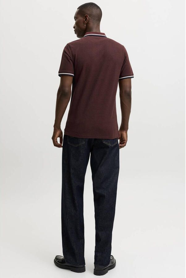 JACK & JONES ESSENTIALS slim fit gemêleerde polo roodbruin - Foto 2