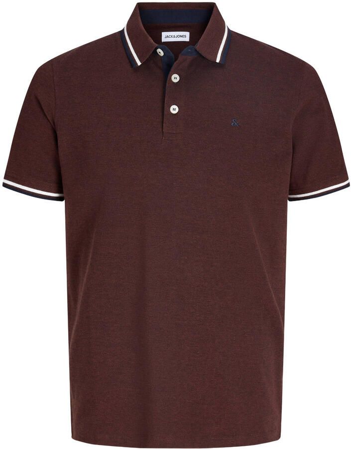 JACK & JONES ESSENTIALS slim fit gemêleerde polo roodbruin - Foto 2