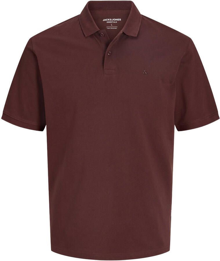 JACK & JONES ESSENTIALS slim fit piqué polo roodbruin