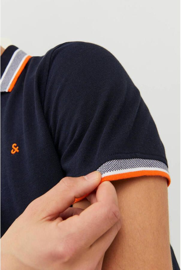 JACK & JONES ESSENTIALS slim fit polo JJEPAULOS donkerblauw