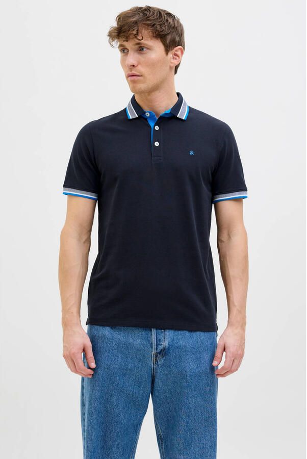 JACK & JONES ESSENTIALS slim fit polo JJEPAULOS donkerblauw - Foto 3