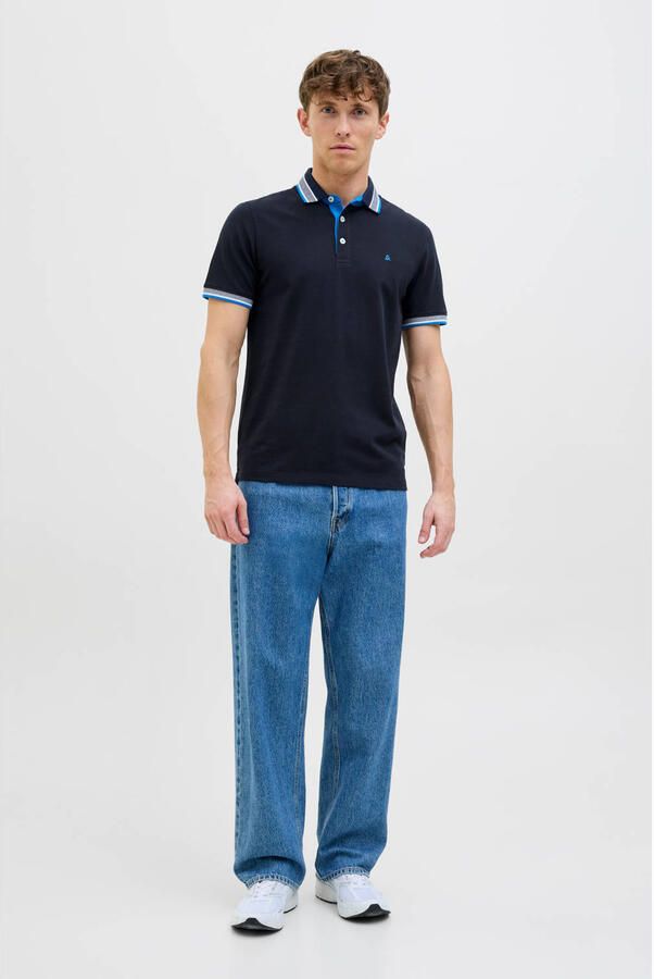 JACK & JONES ESSENTIALS slim fit polo JJEPAULOS donkerblauw