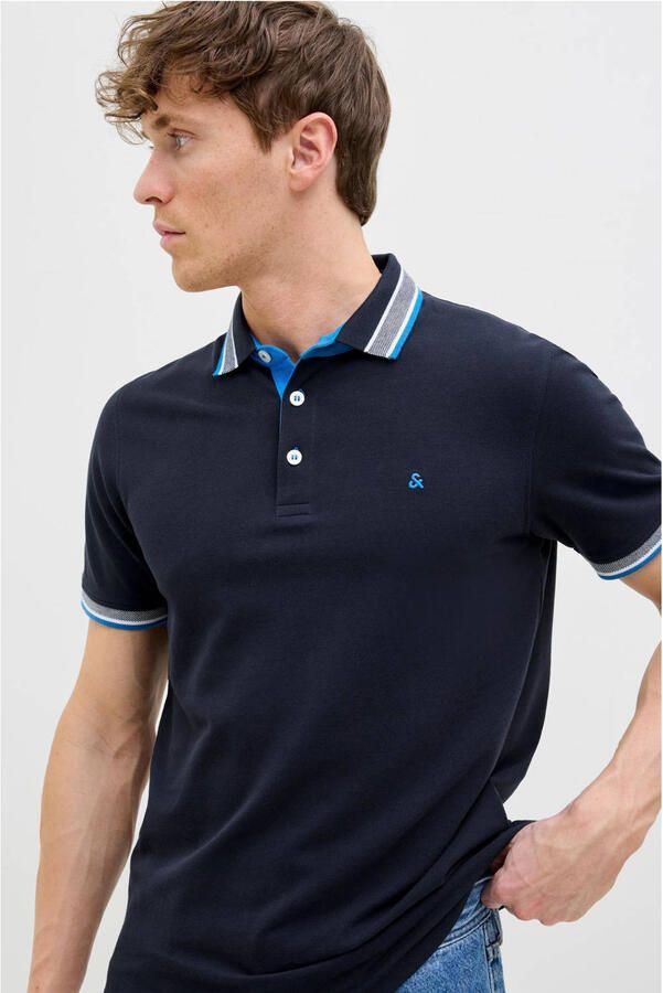 JACK & JONES ESSENTIALS slim fit polo JJEPAULOS donkerblauw - Foto 2
