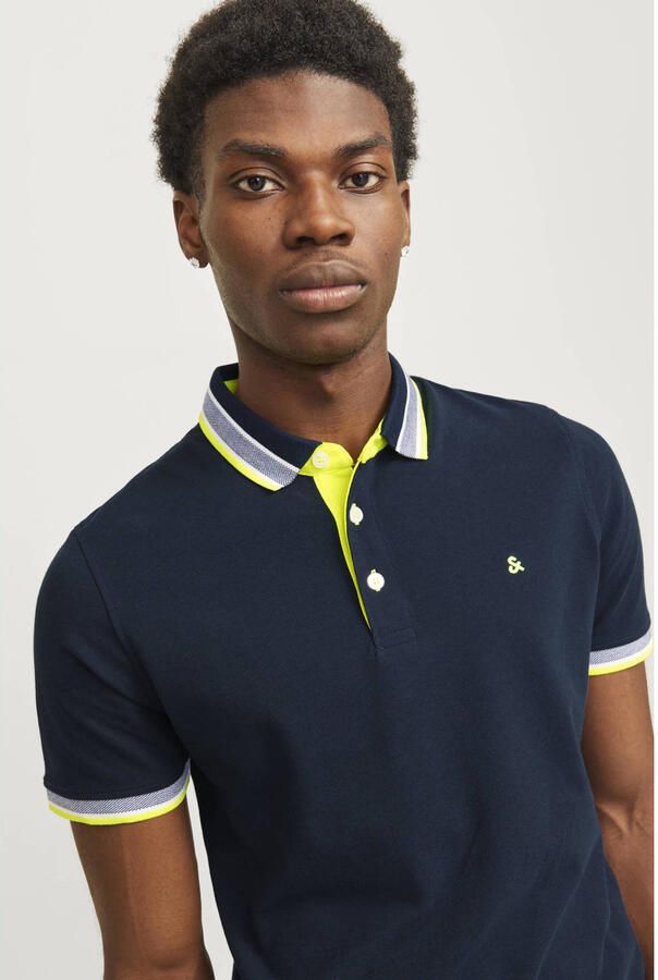 JACK & JONES ESSENTIALS slim fit polo JJEPAULOS van katoen dark navy - Foto 2