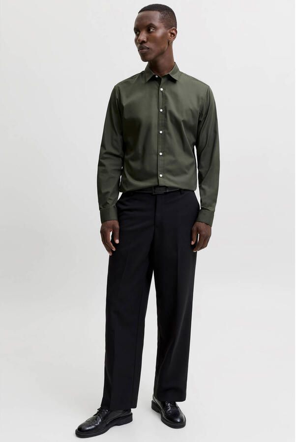 JACK & JONES ESSENTIALS slim fit zakelijk overhemd donkergroen - Foto 3