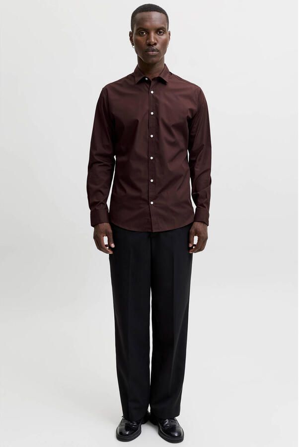 JACK & JONES ESSENTIALS slim fit zakelijk overhemd roodbruin - Foto 2