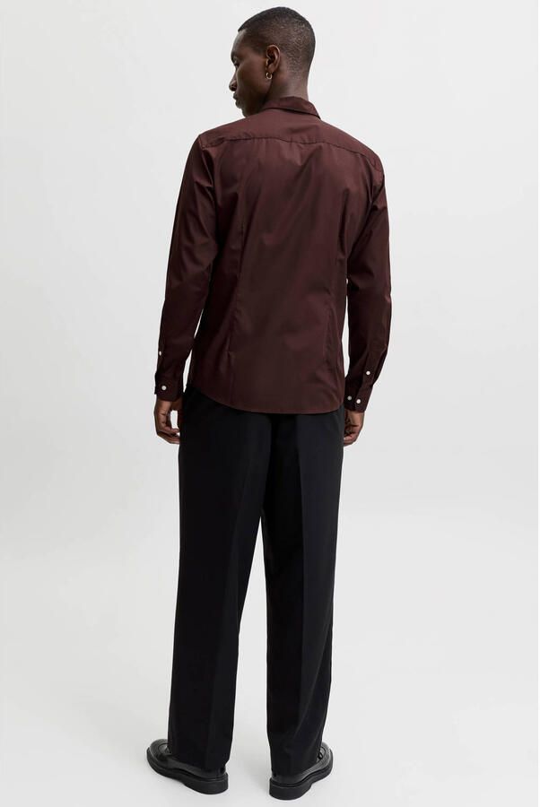 JACK & JONES ESSENTIALS slim fit zakelijk overhemd roodbruin - Foto 3