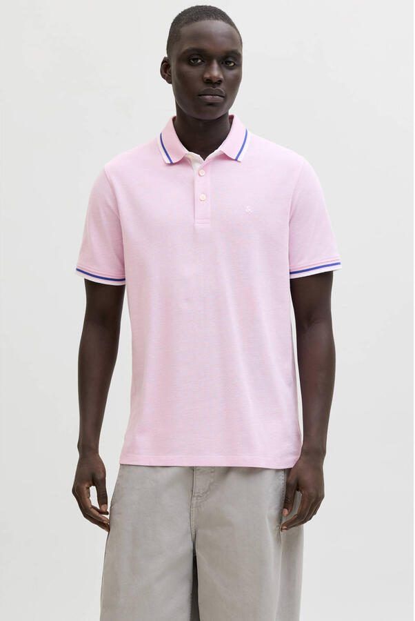 JACK & JONES ESSENTIALS slim polo roze