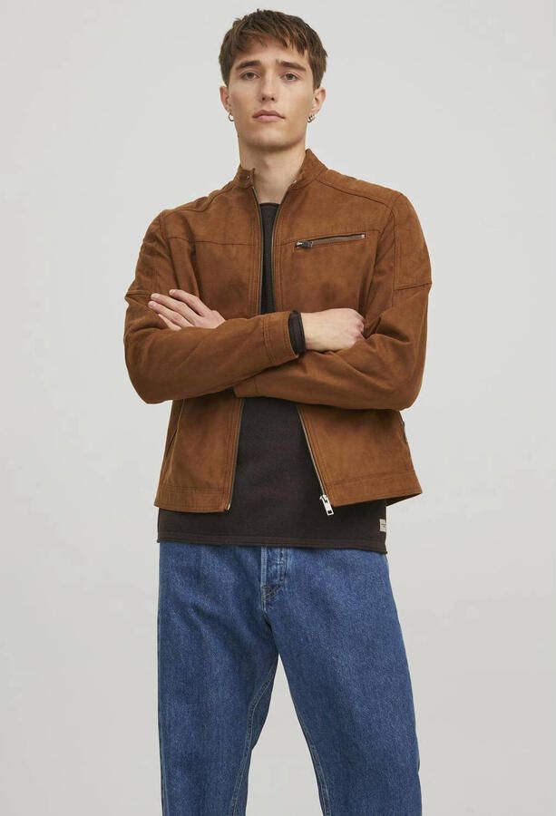 Jack & Jones Imitatieleren jack JJEROCKY in kunstlederen look met zakken met ritssluiting - Foto 1