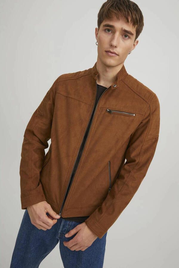 Jack & Jones Imitatieleren jack JJEROCKY in kunstlederen look met zakken met ritssluiting - Foto 3