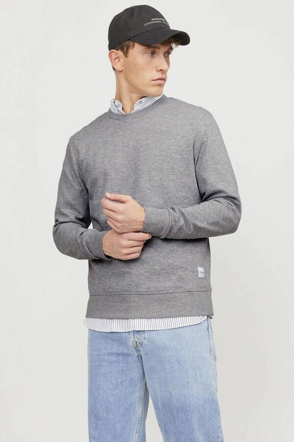 Jack & Jones Sweatshirt JJEBASIC met flaglabel en zachte katoenmix effen modieus regular fit katoen ronde hals