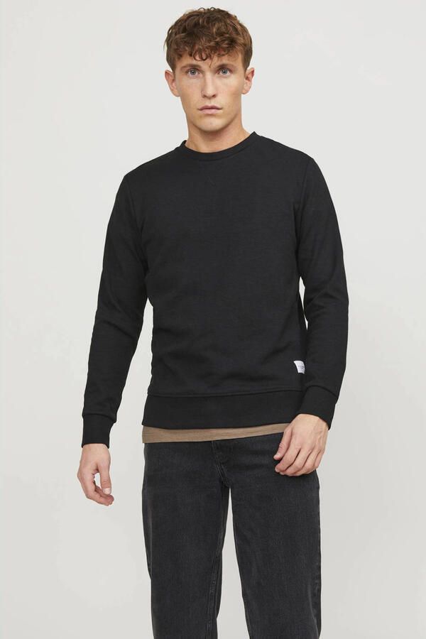 Jack & Jones Sweatshirt JJEBASIC met flaglabel en zachte katoenmix effen modieus regular fit katoen ronde hals