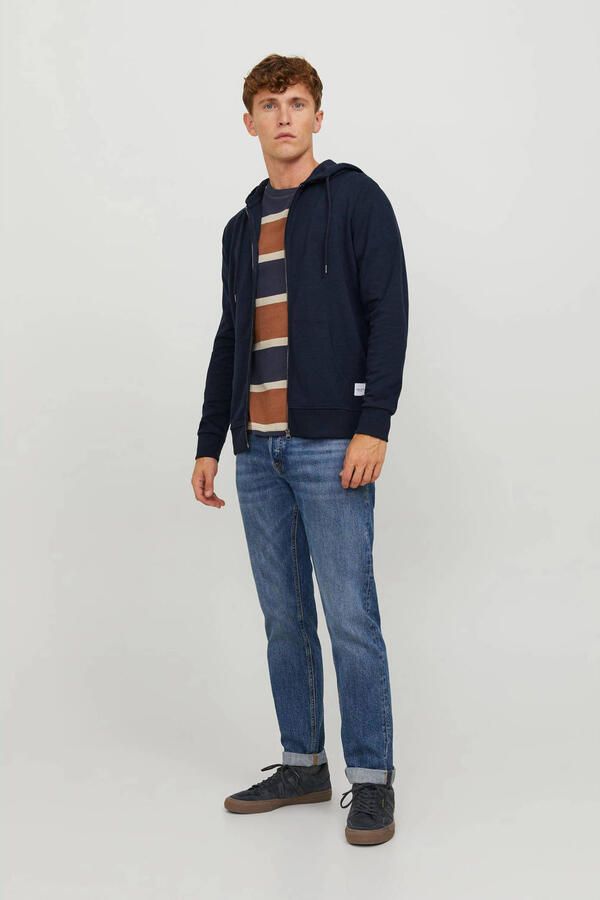 Jack & Jones Capuchonsweatvest JJEBASIC Hoodie met ribboorden en aangenaam draagcomfort