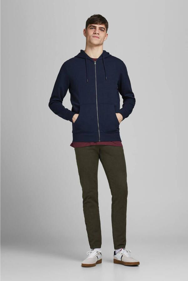 Jack & Jones Capuchonsweatvest JJEBASIC Hoodie met ribboorden en aangenaam draagcomfort