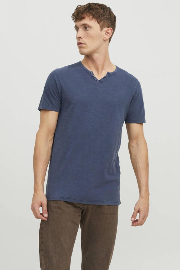 Jack & jones Blauw Marl Katoenen T-shirt met Korte Mouwen Blue Heren - Foto 3