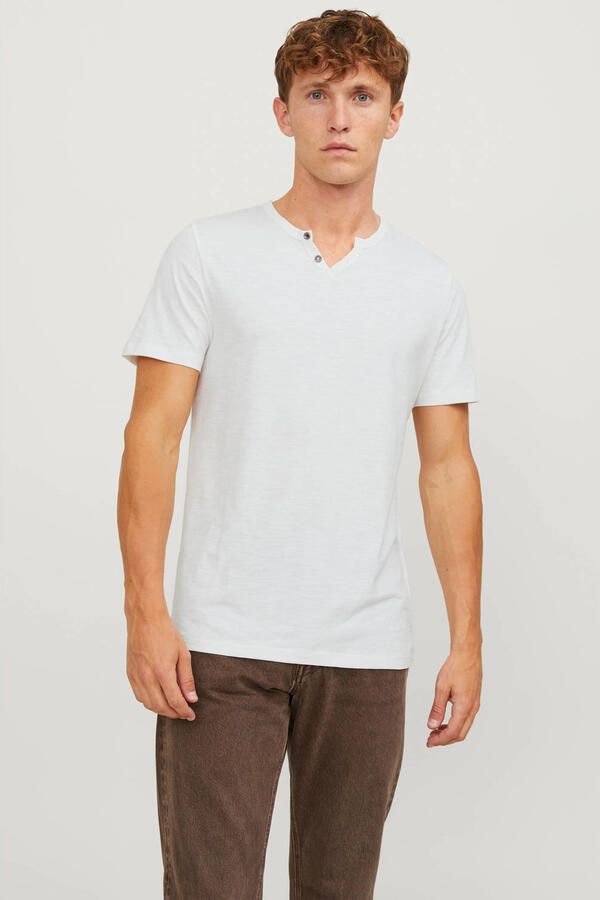 Jack & jones Crème Flamed Katoen Henley T-Shirt Beige Heren - Foto 2