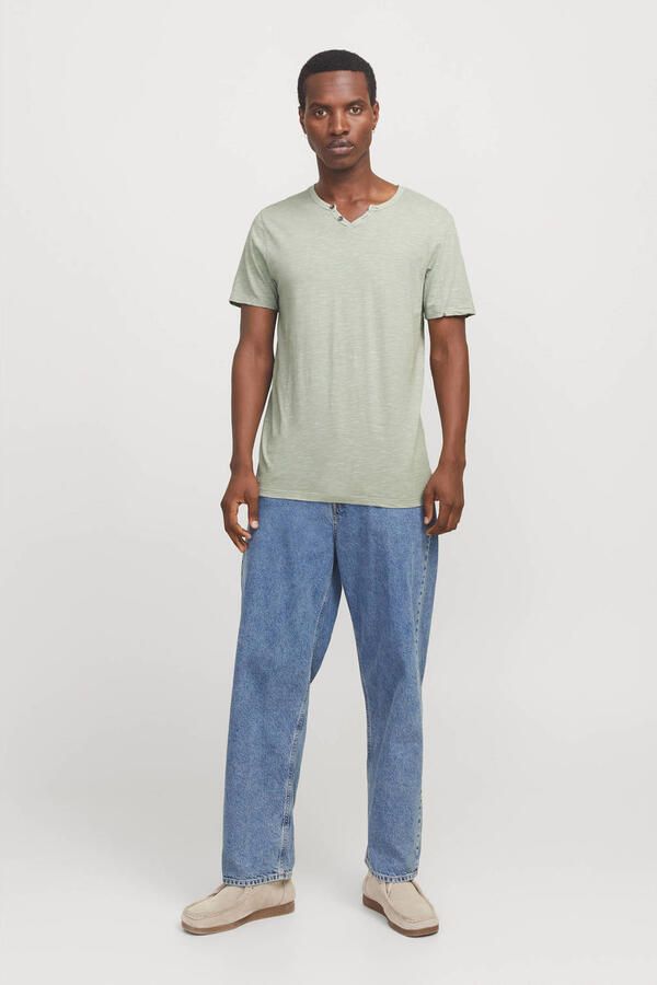 Jack & jones Split Neck Heren T-shirt Green Heren