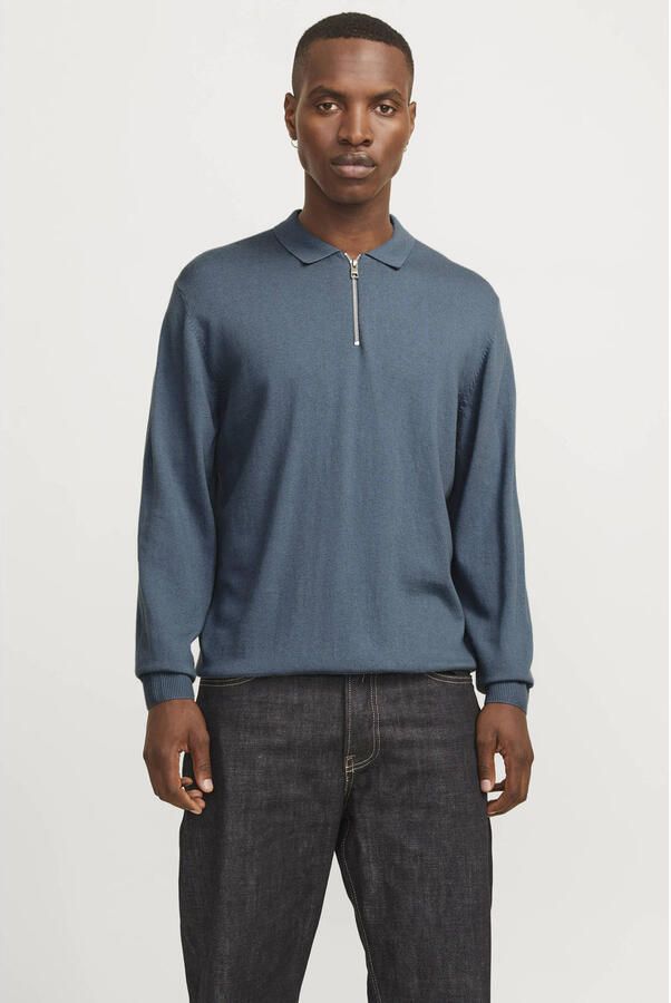 Jack & Jones Trui met polokraag JJEEMIL KNIT POLO HALF ZIP LS NOOS
