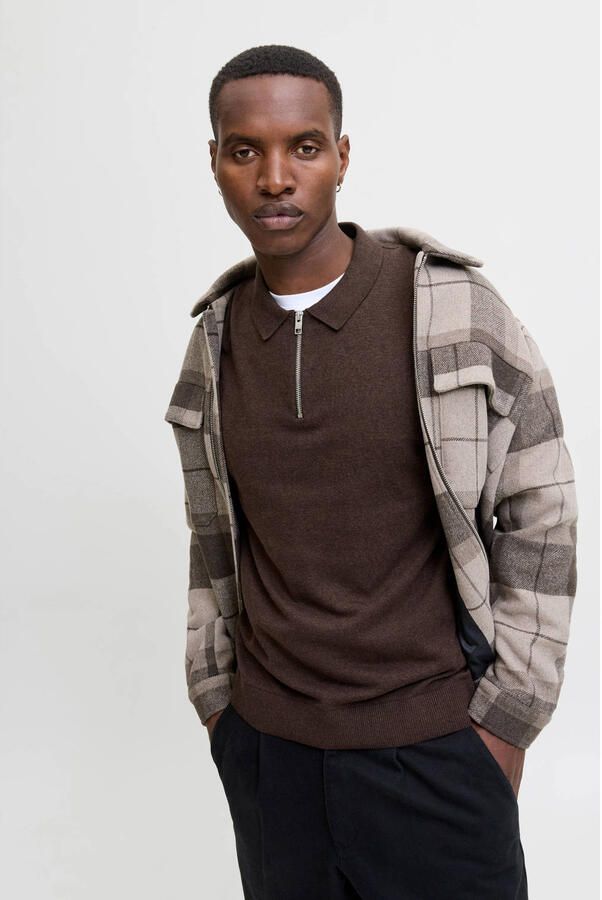 Jack & Jones Trui met polokraag JJEEMIL KNIT POLO HALF ZIP LS NOOS