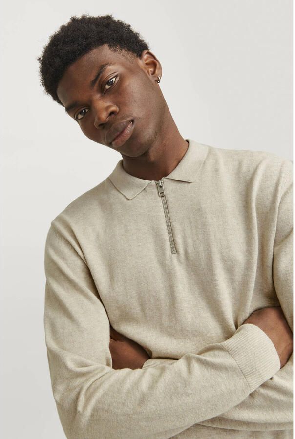 Jack & Jones Trui met polokraag JJEEMIL KNIT POLO HALF ZIP LS NOOS