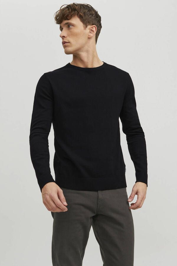 Jack & jones Jjeemil Gebreide Trui met Ronde Hals Black Heren