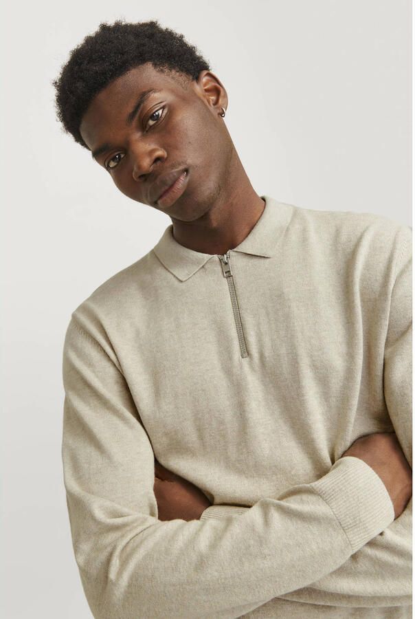 Jack & Jones Trui met polokraag JJEEMIL KNIT POLO HALF ZIP LS NOOS