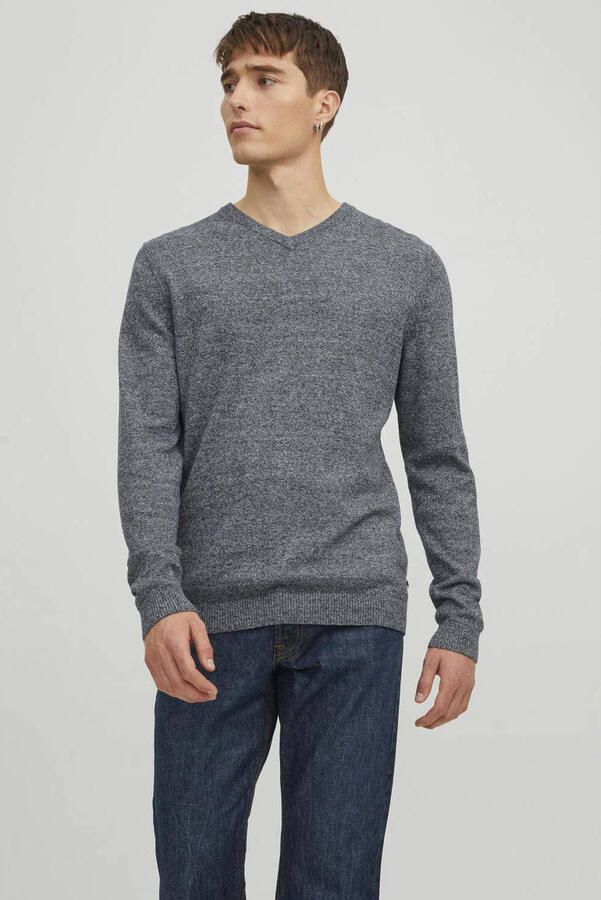 Jack & jones Blauwe Marl Gebreide Trui met Lange Mouwen Blue Heren - Foto 3