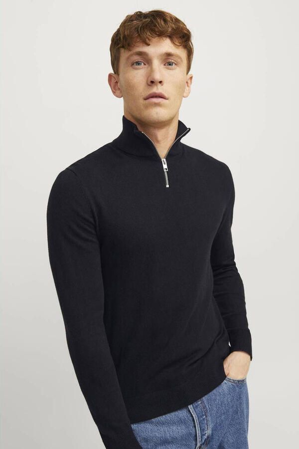 Jack & Jones Gebreide trui EMIL KNIT HALF ZIP met korte ritssluiting in troyer-look