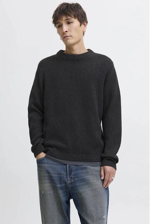 Jack & jones Gebreide pullover met ribboorden model 'DOVER'