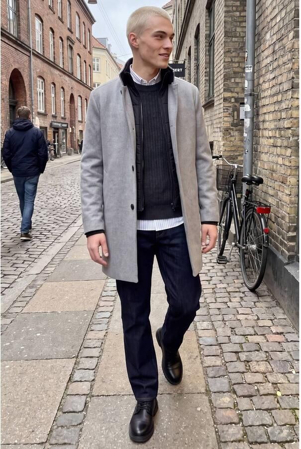 JACK & JONES ESSENTIALS wintermantel met wol light grey - Foto 3
