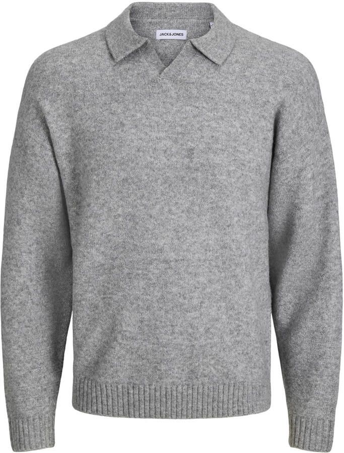JACK & JONES ESSENTIALS wollen gebreide trui lichtgrijs
