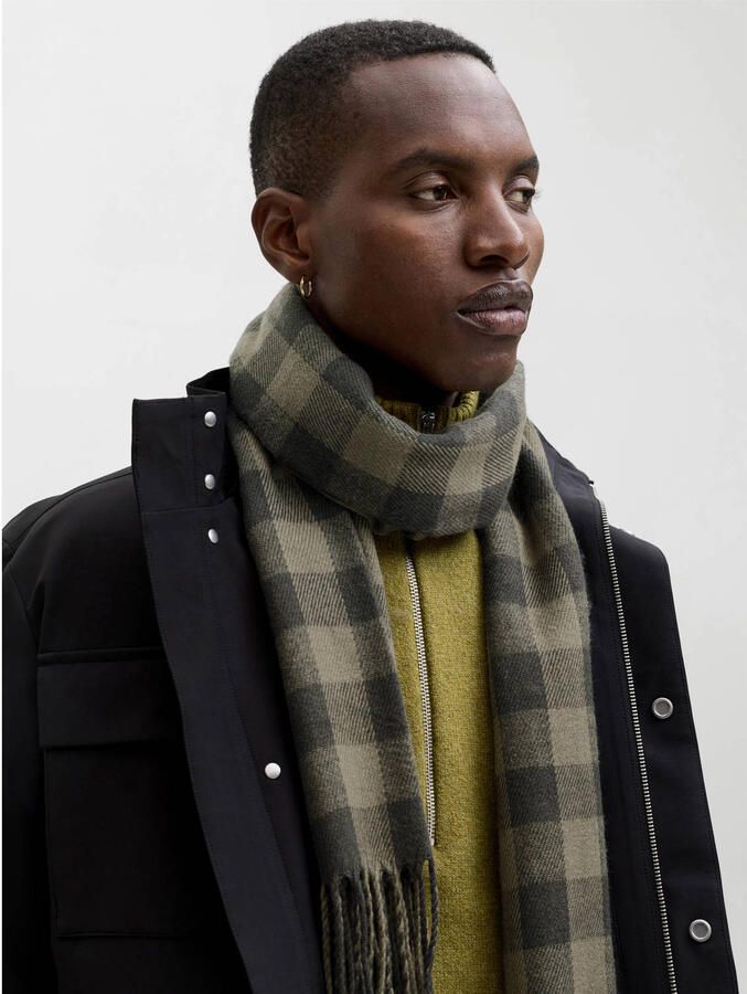 JACK & JONES geruite sjaal JACLINT grijs geel - Foto 3