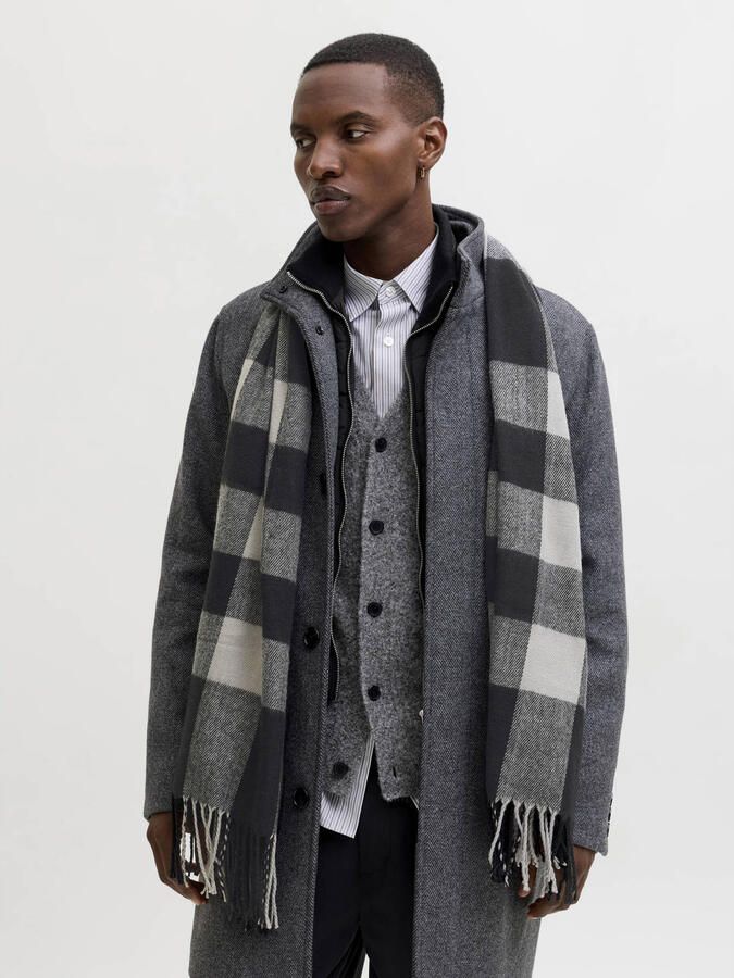 JACK & JONES geruite sjaal JACLINT zwart ecru