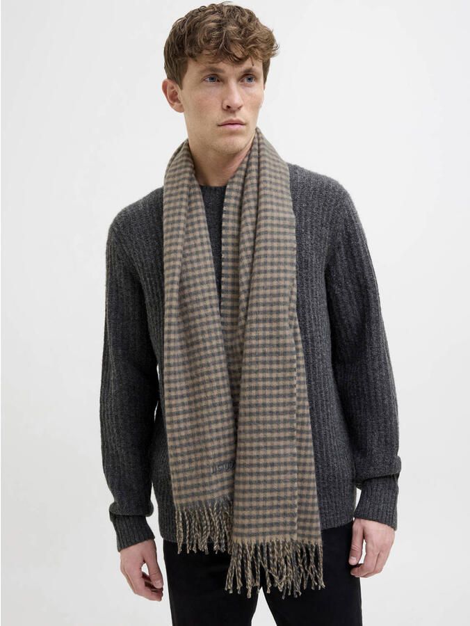 JACK & JONES geruite sjaal JACPLUMP zwart beige - Foto 2
