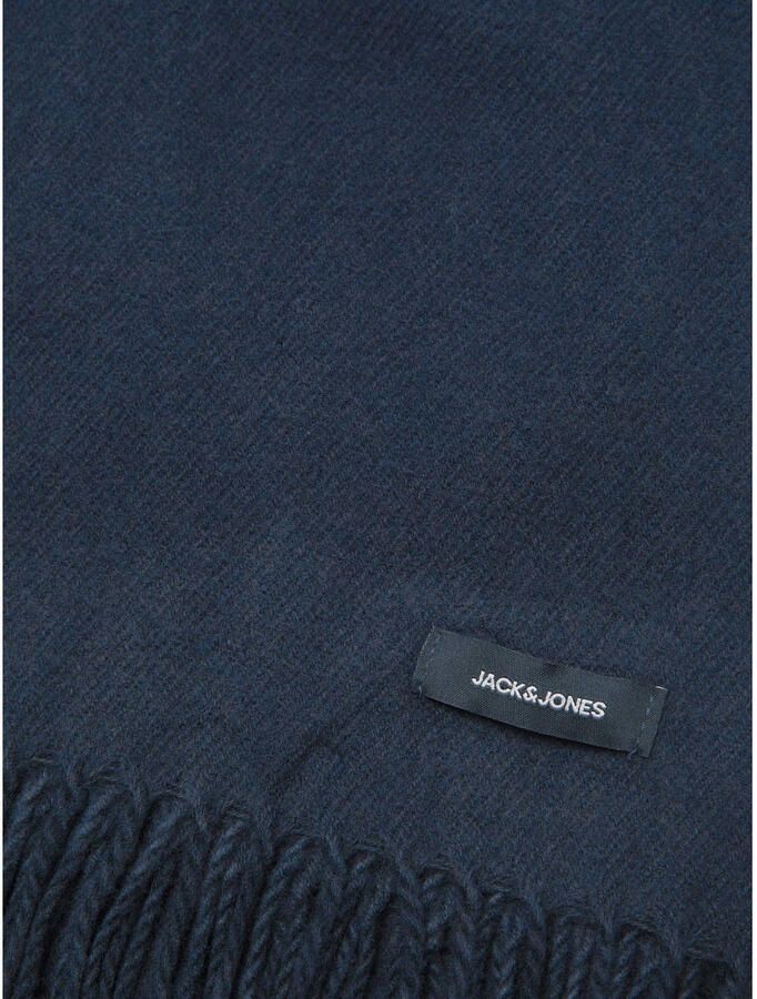 JACK & JONES geweven sjaal JACSOLID met franjes donkerblauw