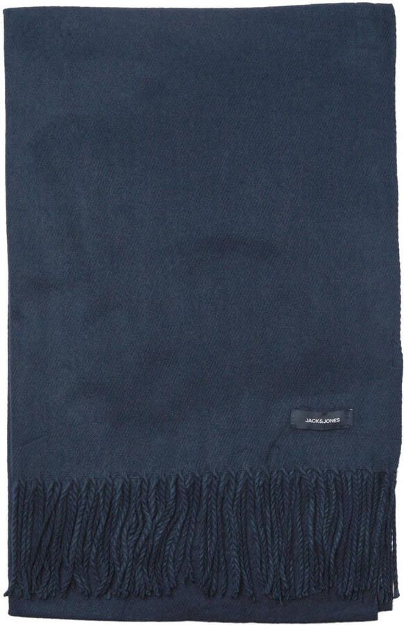 JACK & JONES geweven sjaal JACSOLID met franjes donkerblauw - Foto 2