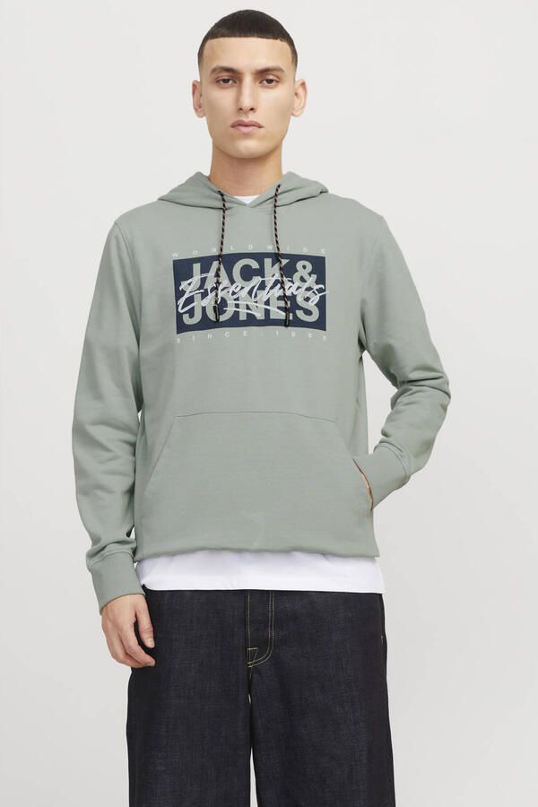 Jack & Jones Hoodie JJCOLTON – Sweater met print regular fit en materiaalmix bedrukt modieus regular fit aangeruwde sweatstof capuchon - Foto 2