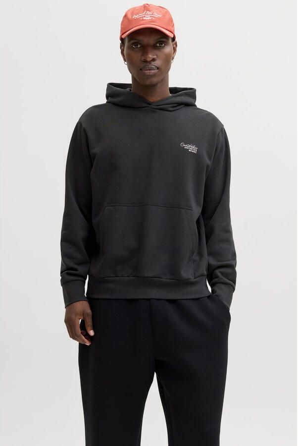 JACK & JONES hoodie met backprint zwart