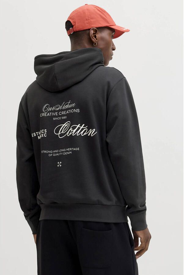 JACK & JONES hoodie met backprint zwart - Foto 3