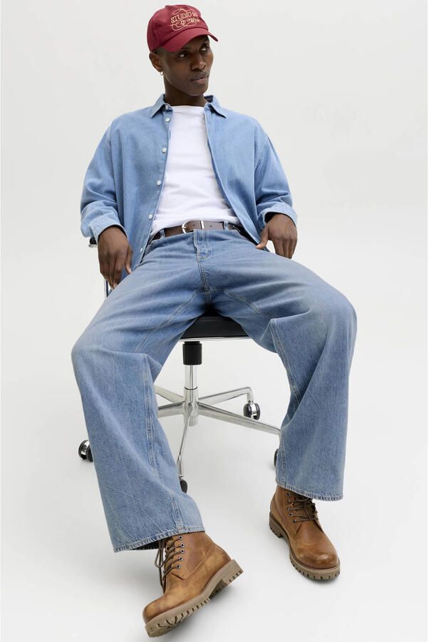 JACK & JONES JEANS INTELLIGENCE JJIDAVE JJORIGINAL wide leg jeans medium blue denim - Foto 4