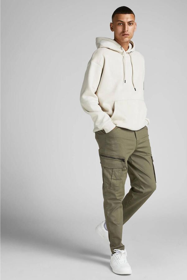 JACK & JONES JEANS INTELLIGENCE tapered fit cargobroek JJIACE JJDEX groen - Foto 2