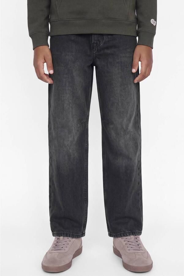 JACK & JONES JUNIOR baggy jeans JJIALEX JJJETT black denim Zwart Effen