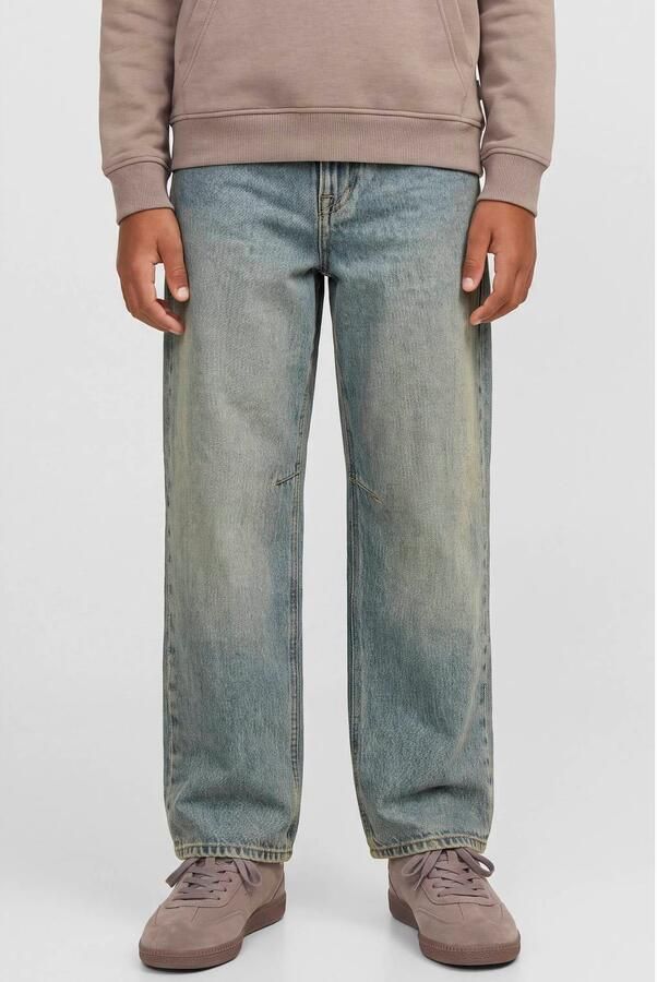 JACK & JONES JUNIOR baggy jeans JJIALEX JJJETT blue denim Blauw Effen