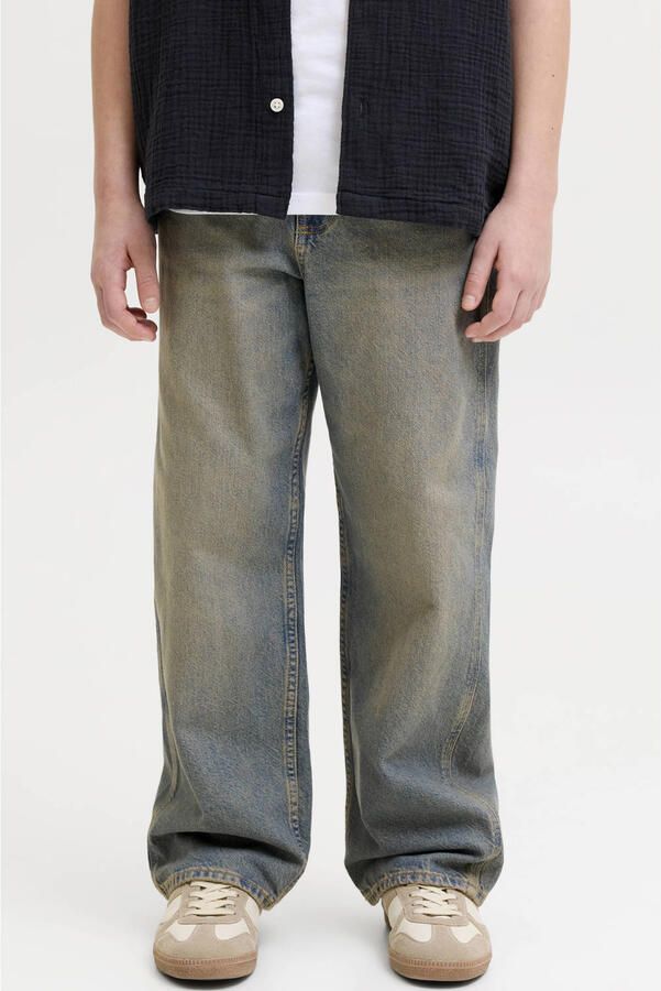 JACK & JONES JUNIOR baggy jeans met borduursels mediumblauw