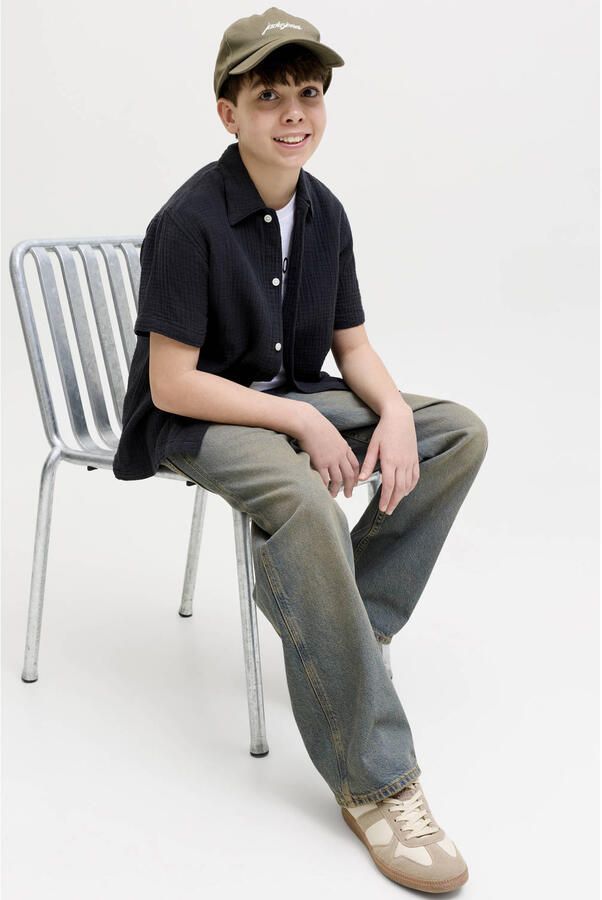 JACK & JONES JUNIOR baggy jeans met borduursels mediumblauw - Foto 2
