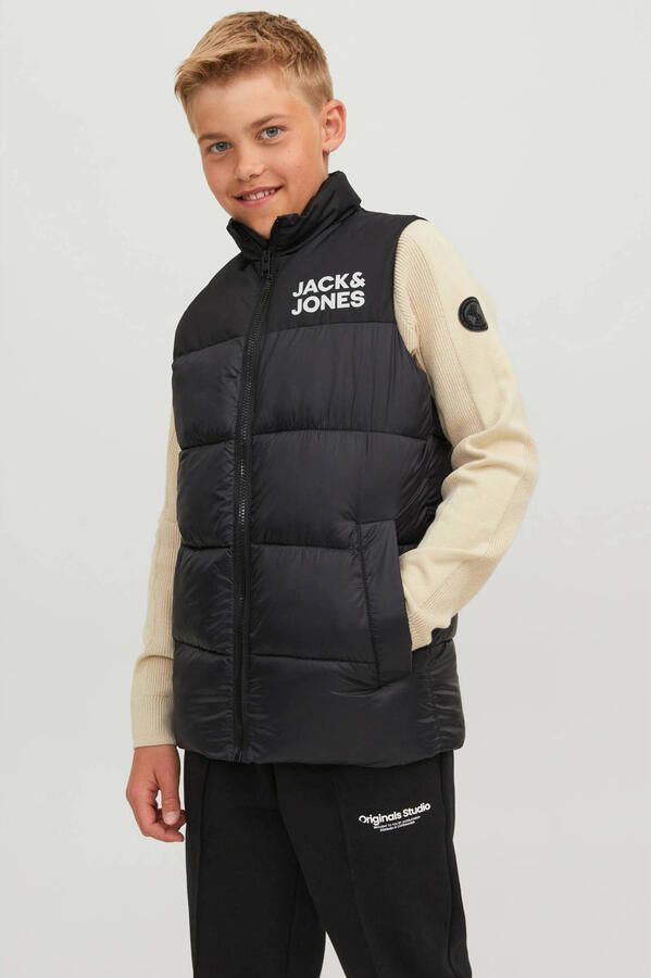 Jack & jones JUNIOR bodywarmer JJETOBY zwart Jongens Polyester Opstaande kraag 152 - Foto 3
