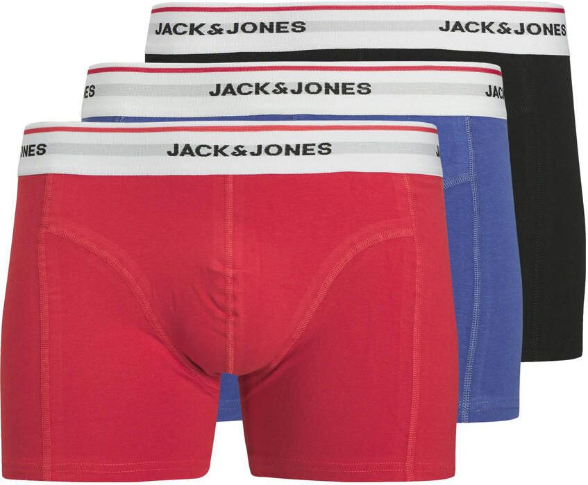 JACK & JONES JUNIOR boxershort rood blauw zwart (set van 3)