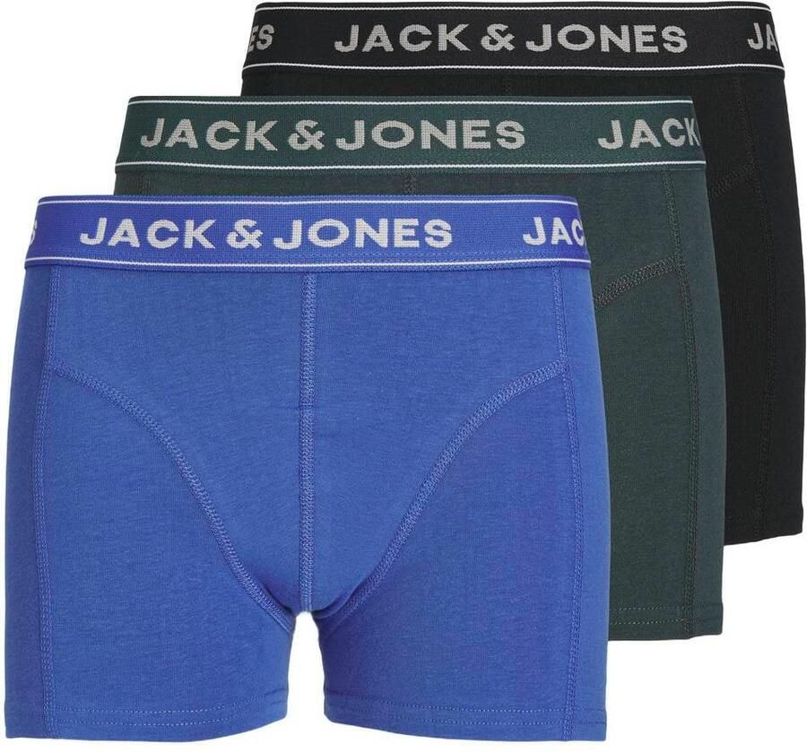 JACK & JONES JUNIOR boxershorts (set van 3) Blauw Jongens Stretchkatoen