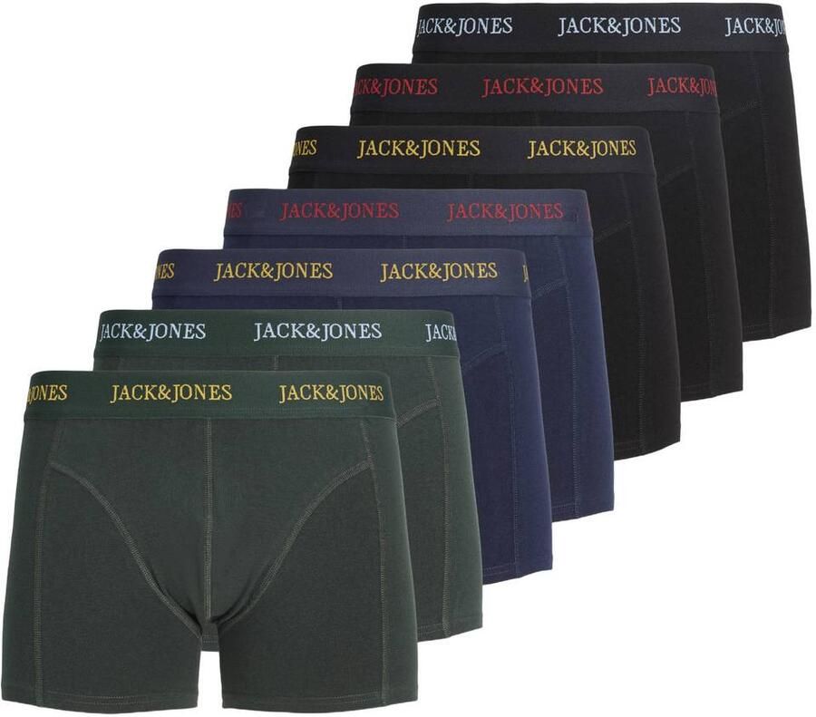 JACK & JONES JUNIOR boxershorts (set van 7) Zwart Jongens Stretchkatoen