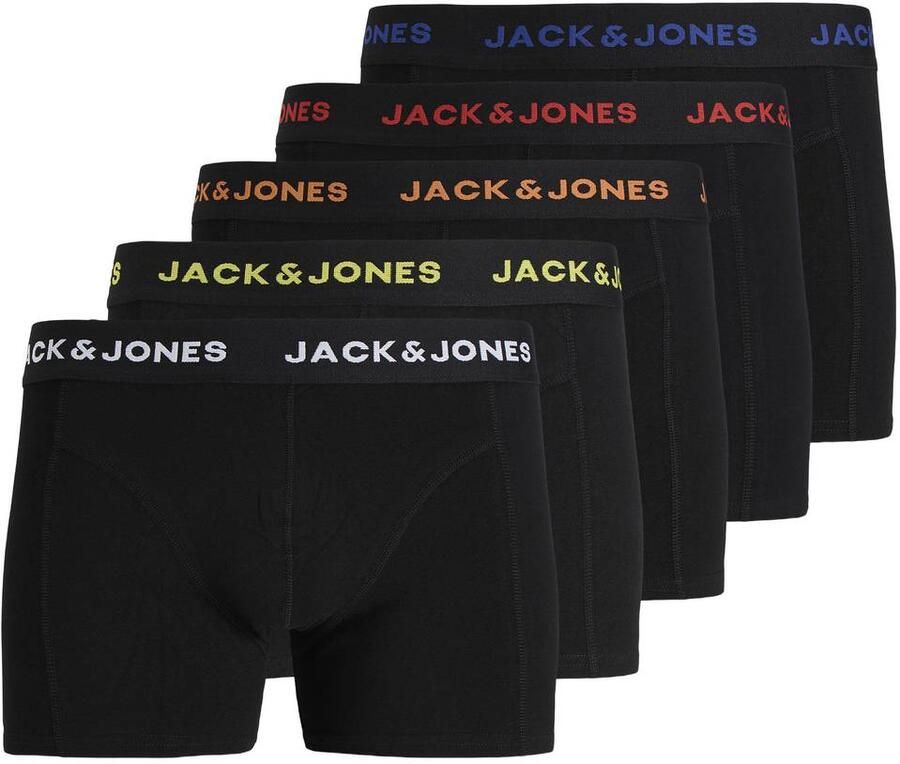 JACK & JONES JUNIOR boxershorts zwart (set van 5) Jongens Stretchkatoen